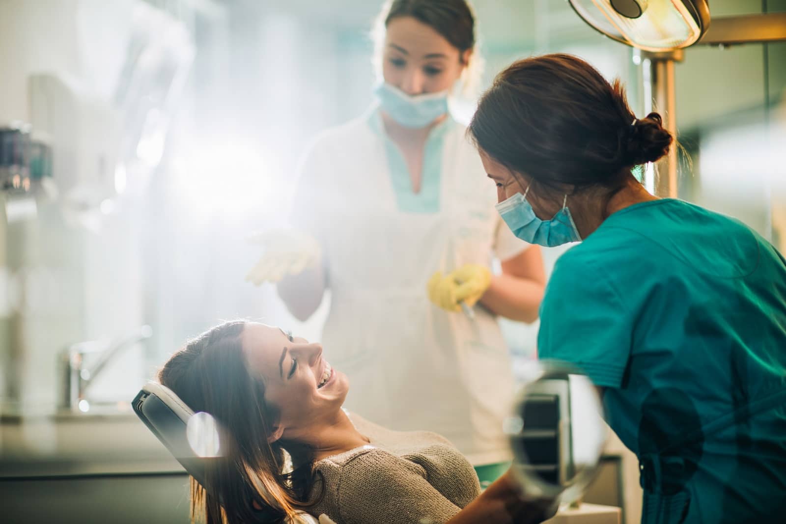 Woman getting a dental cleaning