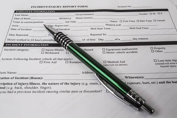 Work incident injury form