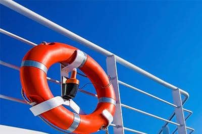Life preserver on railing
