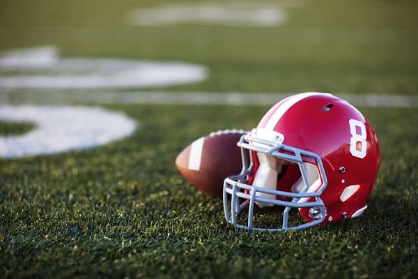 Football and helmet